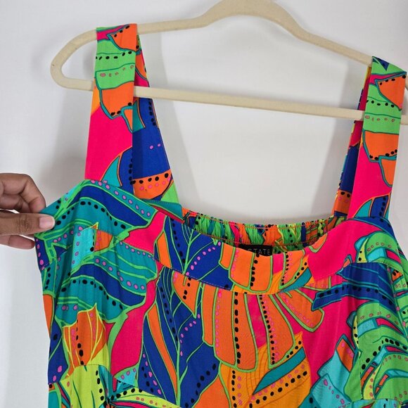 1. State Multicolor Tropical Leaf Print Maxi Dress Women's XL Extra Large NEW - Picture 2 of 10